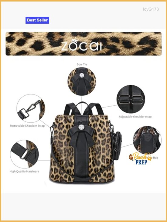 Vegan Leather Anti-Theft Backpack Purse with Detachable Pouch main image 7